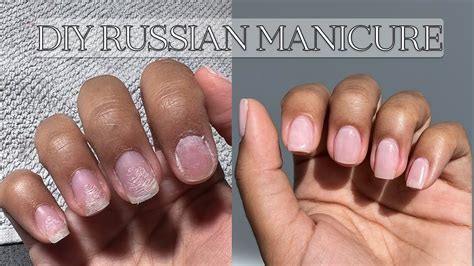 DIY RUSSIAN MANICURE AT HOME l #naturalnails - YouTube