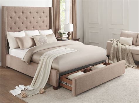 Fairborn Brown Queen Upholstered Platform Storage Bed from Homelegance ...