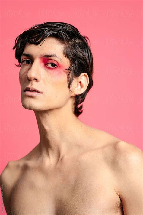 Shirtless man with bright makeup by Javier Díez for Stocksy United Bright Eyeshadow, Bright ...