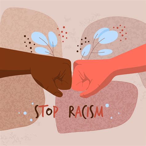 Stop racism illustration black lives matter concept say no to racism multiracial hands fists ...