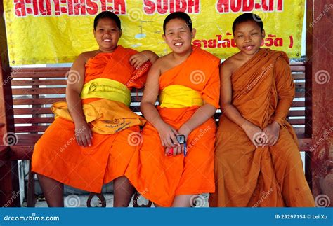 Chiang Mai, Thailand: Three Young Monks Editorial Stock Image - Image of young, chedi: 29297154