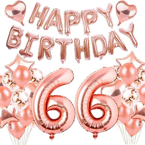 Amazon.com: AOCICO 66th Birthday Decorations for Women, Rose Gold 66th Birthday Party Supplies ...