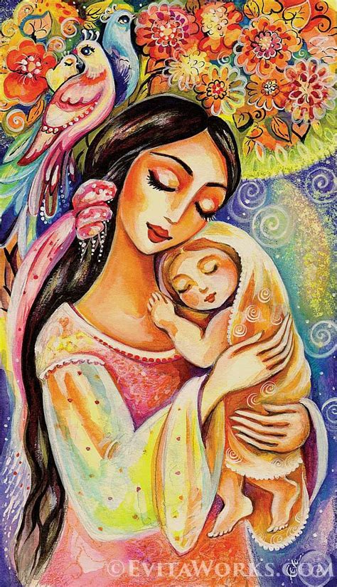 Mother Loving Child Artwork, Spiritual Maternity, Mother's Love Print - Etsy | イラストアート, アート, 画