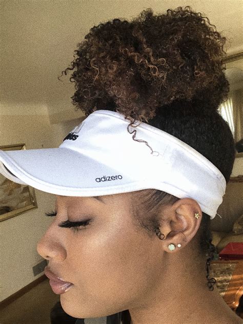 Buns & visors @highlyfavored_nana | Visor hairstyles, Curly hair styles, Natural hair styles