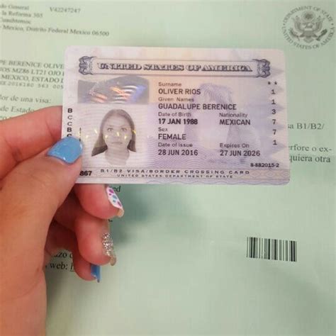 Where Can I Find The B1 B2 Visa Number On Border Crossing Card, border ...