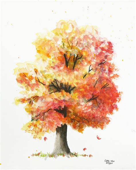 Autumn Tree Watercolor Painting Print, Cathy Hillegas, 8x10 Watercolor Print - Etsy | Tree ...