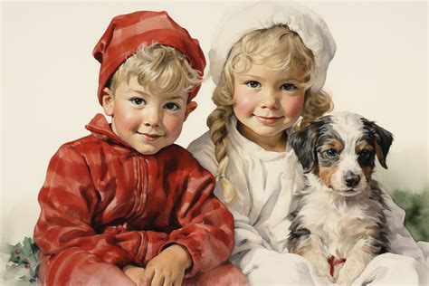 Vintage Children And Puppy Free Stock Photo - Public Domain Pictures