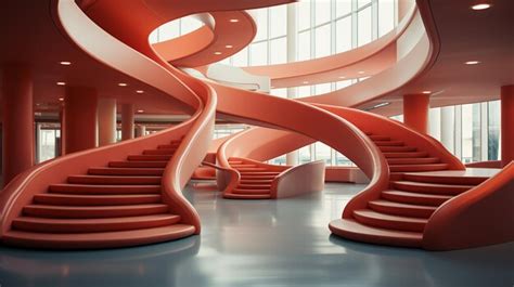 Premium AI Image | red staircase with red spiral