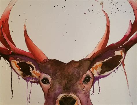 Original watercolor deer painting, watercolor, deer, deer art, animal art | Deer painting ...