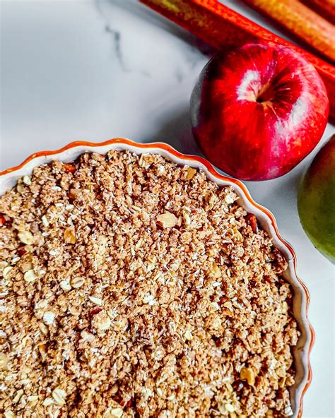 Protein Apple Rhubarb Crumble | Gluten Free Macro Friendly Recipes