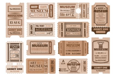 Retro tickets of museum | Illustrations ~ Creative Market