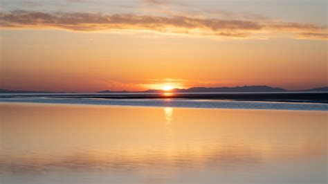 Lake Sunset Sun Nature Landscape Moon Reflection Clouds Sky 4K HD ...