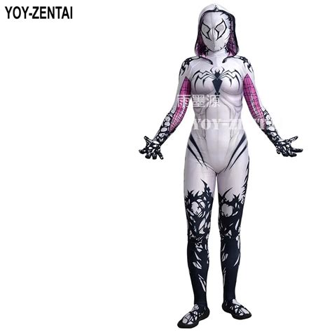 MovieCoser High Quality Custom Made Gwen Venom Cosplay Costume White ...