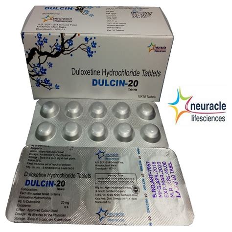 Duloxetine Tablets Manufacturer and Supplier in India | DULCIN 20