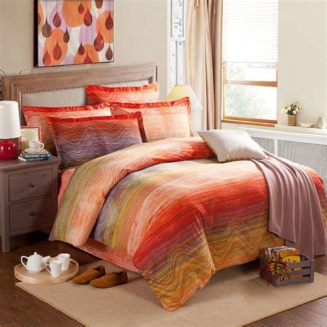 Elegant Rhythm Orange Duvet Cover Set European Bedding Casual Bedding Orange Duvet Covers, Duvet ...