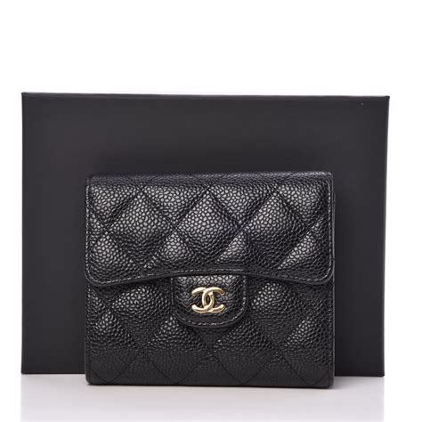 CHANEL Caviar Quilted Compact Flap Wallet Black 292948
