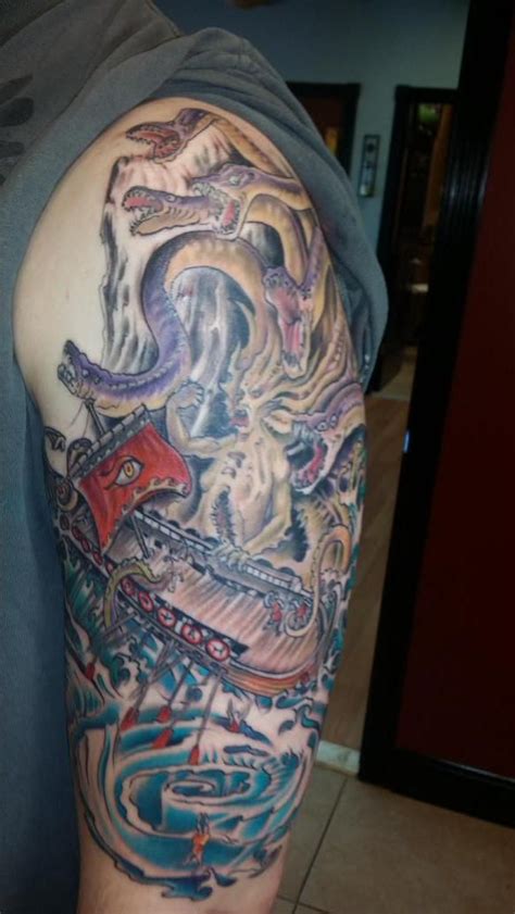 My "Torn Between Scylla and Charybdis" inspired tattoo. | Tattoos, Skull tattoo, Artwork