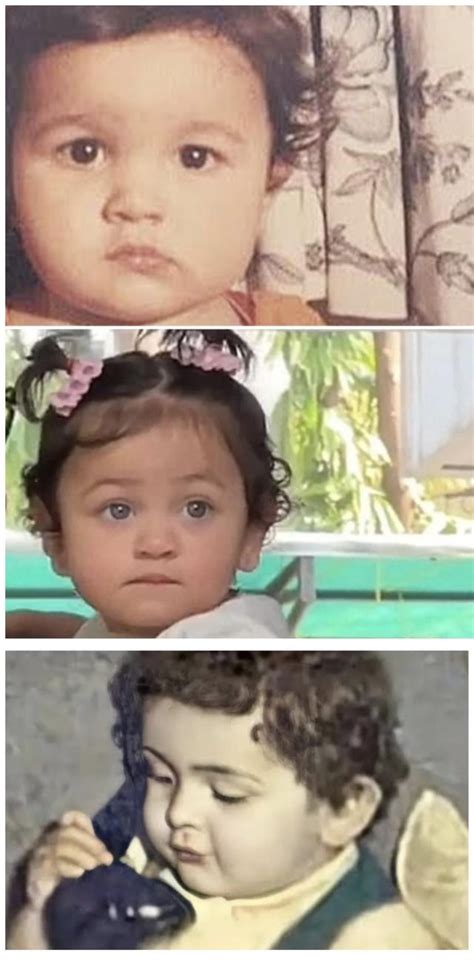 Childhood pics of Rishi and Alia. I feel Raha got both Kapoor and Bhatt genes. Those blue eyes ...