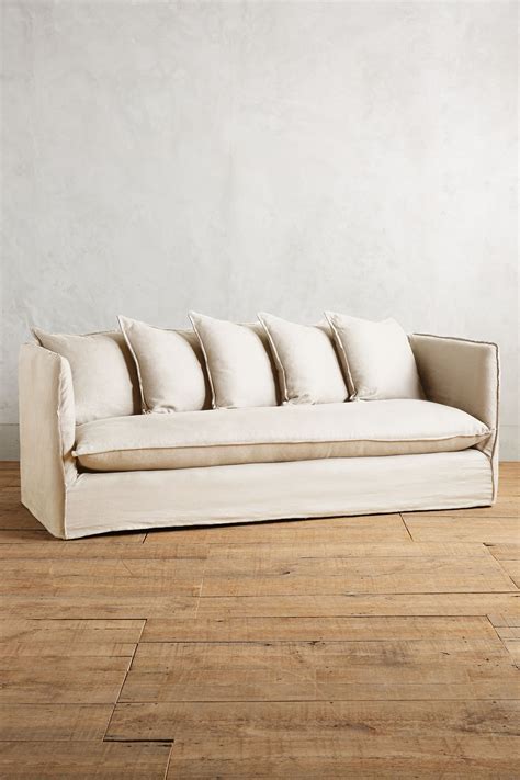 Belgian Linen Carlier Slipcover Sofa | Slipcovered sofa, Pretty furniture, Anthropologie sofa