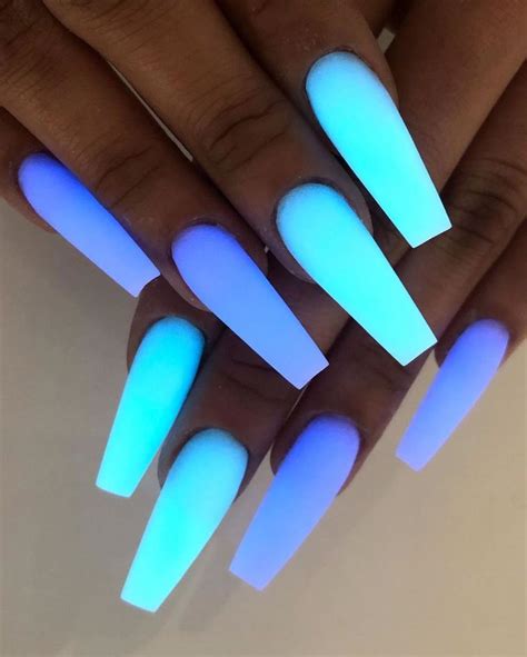 Glow in the Dark Acrylic Nails | Luminous nails, Glow nails, Blue ...