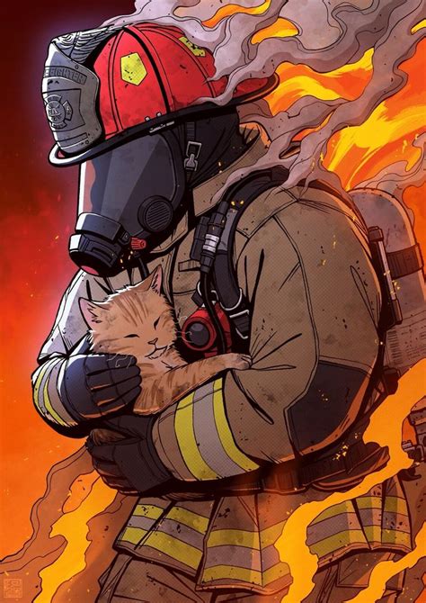 Firefighter, Agavo Art | Dessin de pompier, Fond d'ecran dessin, Pompier volontaire