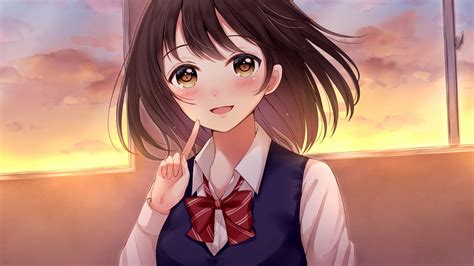 Desktop Wallpaper Brown Eyes Cute Anime Girl Original Hd Image | The Best Porn Website
