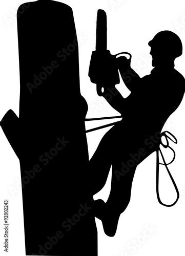 The silhouette of an arborist on the tree Stock Vector | Adobe Stock