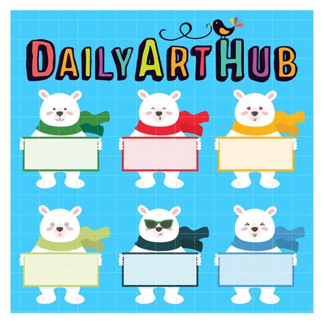 Winter Polar Bear Sign Board Clip Art Set – Daily Art Hub // Graphics, Alphabets & SVG