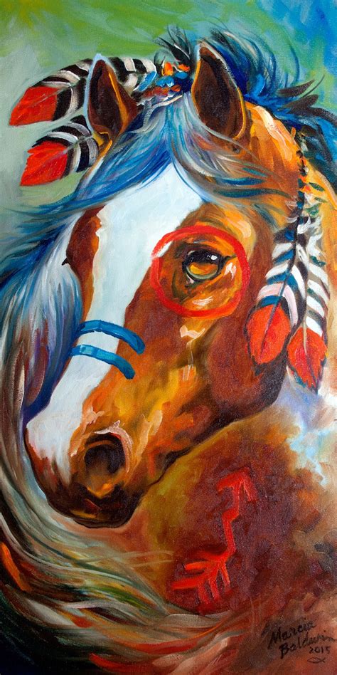 American Art Moves!: BLAZE the INDIAN WAR HORSE original oil painting by MARCIA BALDWIN