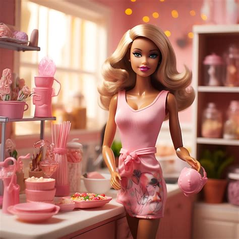 Premium AI Image | Photo of Barbie in her pink kitchen