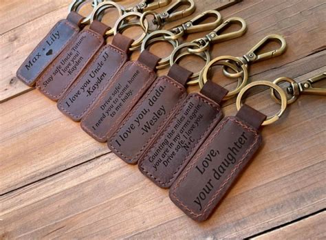 Custom Keychain Genuine Leather Keychain Handwriting Keychain | Etsy