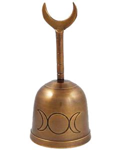 This brass altar bell is a beautiful representation of the goddess with ...