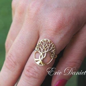 Tree of Life Ring in Sterling Silver, Yellow Gold or Rose Gold, Braided Family Roots, Strength ...