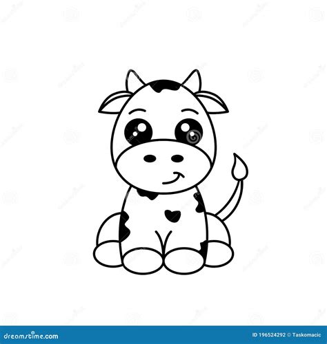 Cute black and white cow. stock vector. Illustration of gaze - 196524292