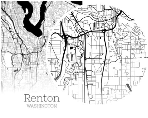 Renton Map INSTANT DOWNLOAD Renton Washington City Map | Etsy