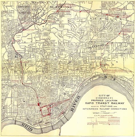 Transit Maps: Historical Map: Proposed Cincinnati Rapid Transit System with Subway, c.1912