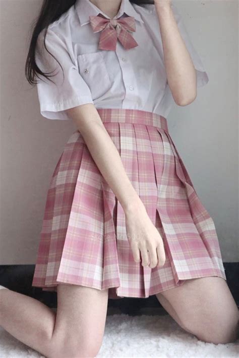 Student Pink JK Uniforms Girls Japanese Style Sweet College School Uniform Short … | Uniformes ...