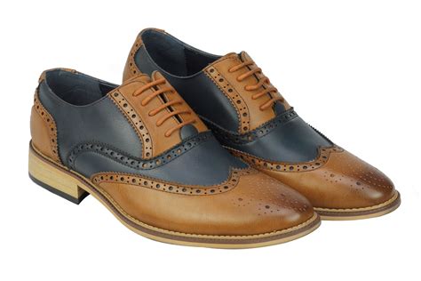 Mens Leather Brogues Smart Formal Office Casual Lace Up Oxford Brogue ...