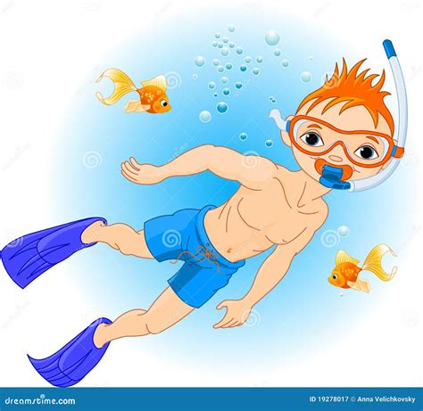 Boy swimming under water stock illustration. Illustration of scuba - 19278017