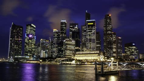 Singapore Skyline with dark blue sky in the background at night image - Free stock photo ...