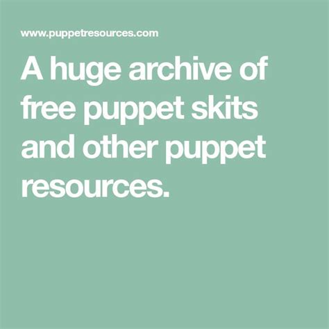 A huge archive of free puppet skits and other puppet resources. | Puppets, Skits, Childrens puppets