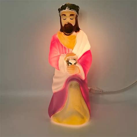 VINTAGE EMPIRE BLOW Mold Christmas Nativity Wise Man Pink Robe Kneeling Works $54.99 - PicClick
