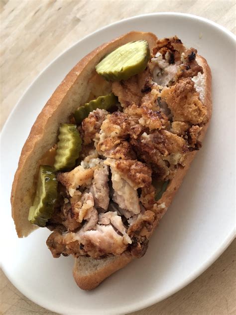 [I Ate] Fried Chicken Sandwich with pickles and mayo on hoagie roll ...