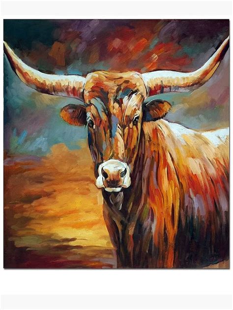 Texas Longhorn Cattle - Texas Longhorn Cow - Cow Painting - Cow Gift ...