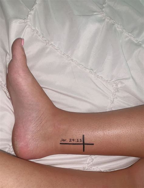 Cross Bible Verse Tattoo | Verse tattoos, Cross tattoos for women, Ankle tattoos for women