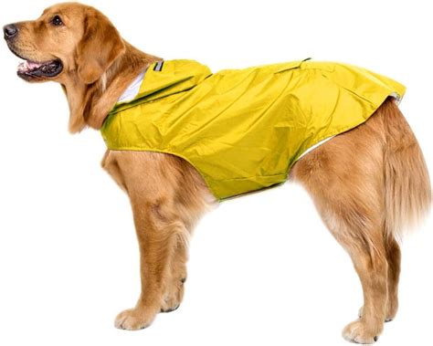 Bwiv Extra Large Hooded Dog Raincoat With Reflective Strips 100% Waterproof Dog Rain Jacket ...