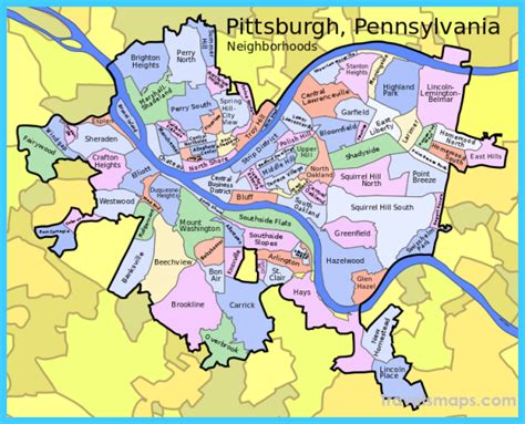 Map of Pittsburgh Pennsylvania - TravelsMaps.Com