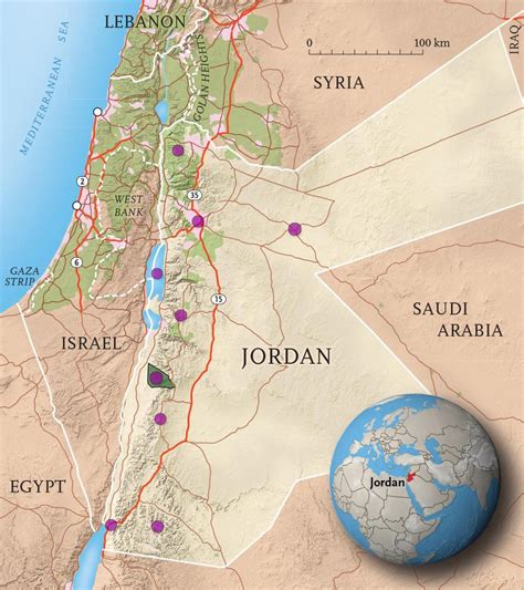 Mapa de Jordania - Reino de Jordania mapa (Asia Occidental Asia)