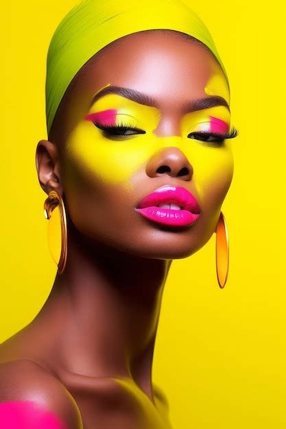 Premium AI Image | A bright yellow model with bright eyes and bright ...