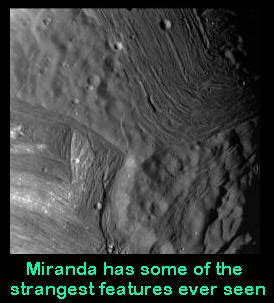 Space: Moon miranda of planet Uranus